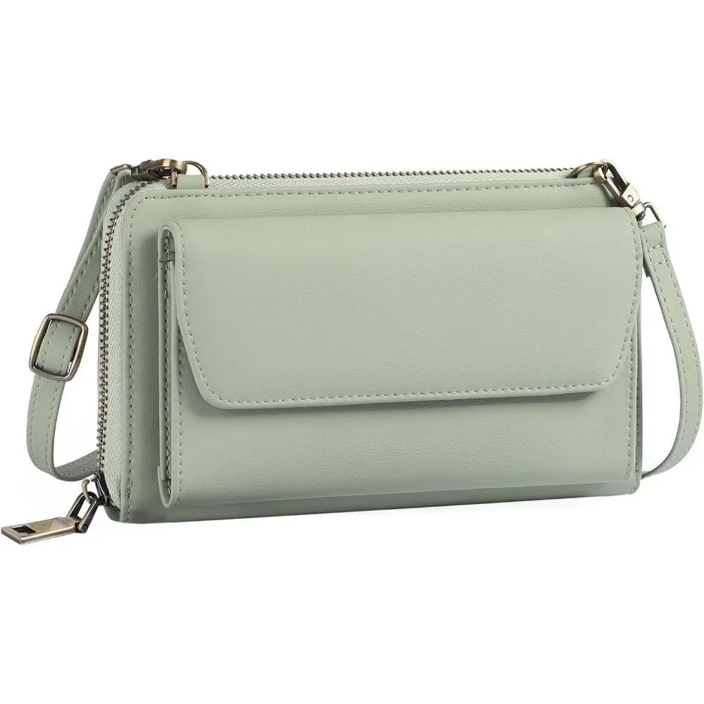 Women Z02 Green Phone Purse Crossbody Bags for Small Travel Wallet Touch Screen